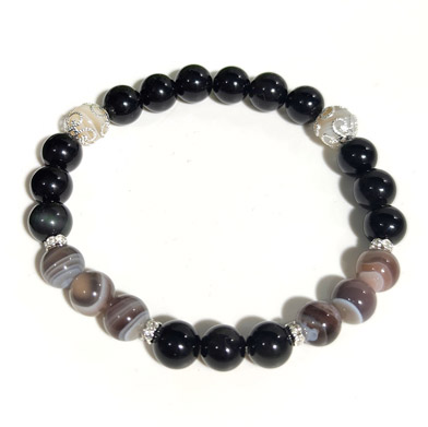 Браслет из ботсванского агата и обсидиана